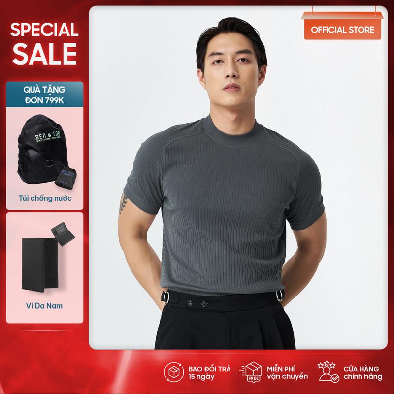 Áo thun body nam BEN & TOD  20219 cotton cổ tròn co giãn thoáng mát Menswear Đen