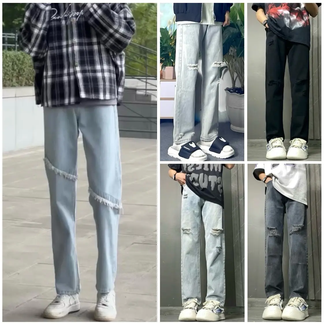 Quần jean ống suông, ống rộng, quần form suông ống đứng, cách điệu thời trang unisex thời trang cá tính Hàn Quốc. Menswear Pants  Ong Có Túi