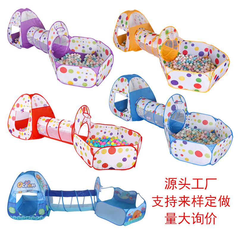 Children's Tent Crawling Game Tunnel Cabin Boys and Girls Baby House Playing Toy Play House Ocean Ball Pool 0