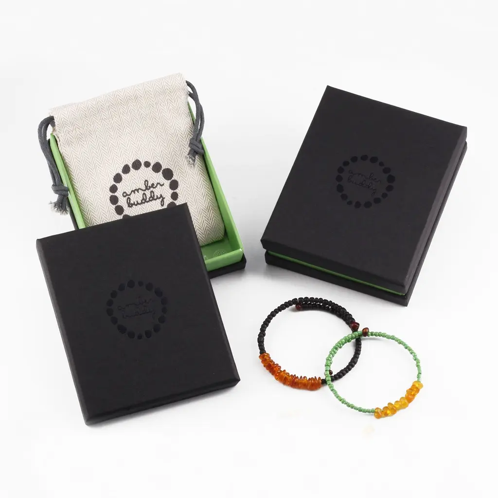 Packaging Amber Buddy - Box + Pouch + Bangle Hadiah Penyimpanan