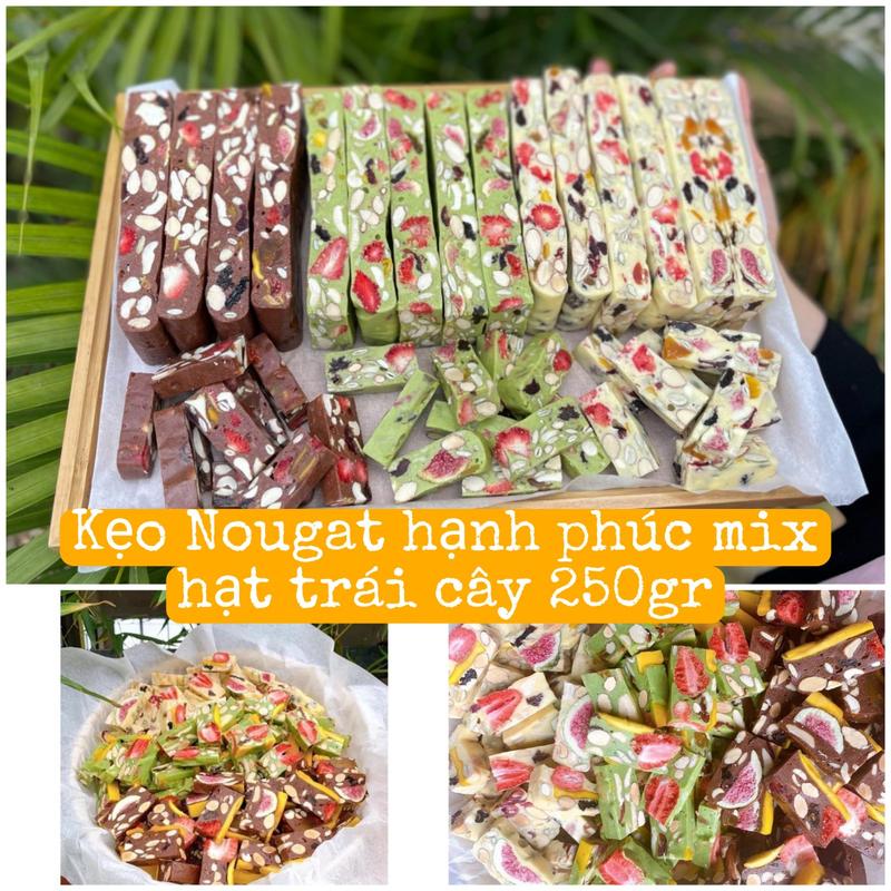Kẹo Nougat kẹo hạnh phúc mix hạt và trái cây sấy ăn healthy gói 250gr