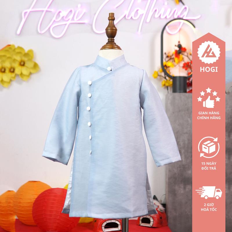 Áo dài bé trai Hogi may 2 lớp chất tơ có lớp lót thiết kế khuy cài trước ngực kèm khánh - Hogi clothing
