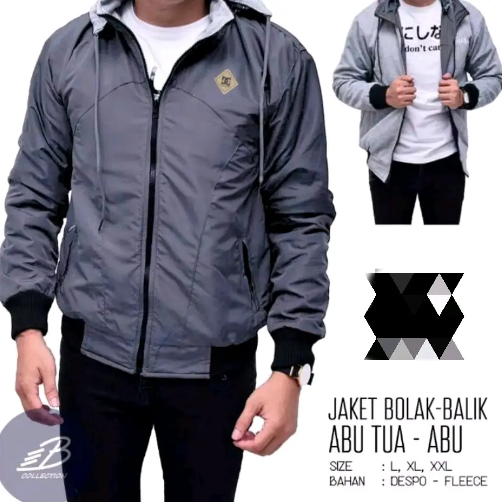 JAKET PARASUT BOLAK BALIK PRIA WANITA | JAKET BB 2 IN 1 L XL XXL Distro Bomber Cowok