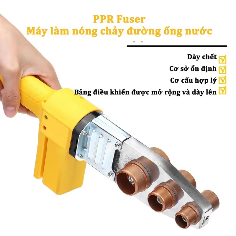 ￼Máy Hàn Ống Nhiệt Các Loại PPR,PE,PB Từ 20-25-32 ( vàng 132 ) / 20-63 ( vàng 163 - 2 lỗ ) Máy Hàn Ống Chuyên Dụng Công Suất 1500w 4