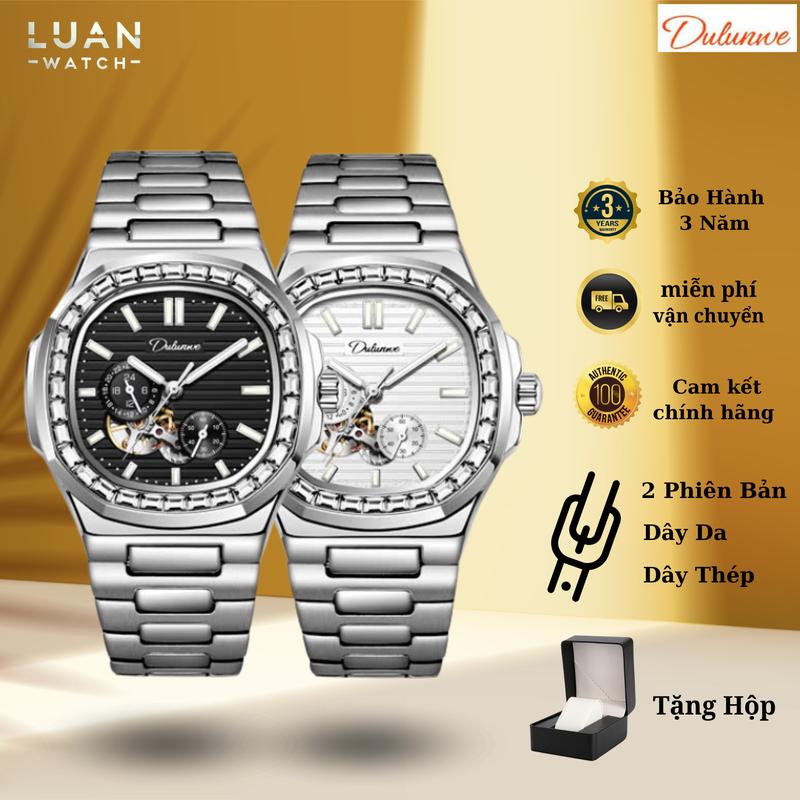 [Bản Luxury CX-6043A] Đồng hồ Cơ Nam Dulunwe Thiết Kế PT Nautilus Viền Đá, mặt Kính Sapphire, Size 40mm, Chống Nước 5ATM | Hàng Chính Hãng Watch Đeo Tay