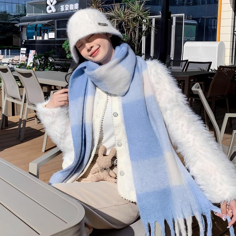 Khăn Len Dạ Bông Xù Dày, Khăn Choàng Quàng Cổ Nam Nữ Mùa Đông Ấm Áp K21