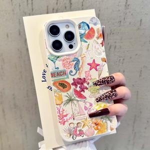 Funda para teléfono de textura de cuero anticaída con diseño de estrella de mar para Samsung de la serie a & modelos de Apple, regalo de cumpleaños perfecto para él/ella