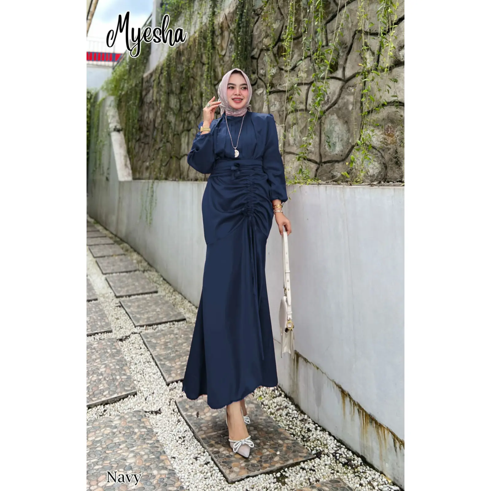 Gamis Pesta Model Serut Myesha Dress Kondangan Maxi Maxmara Velvet