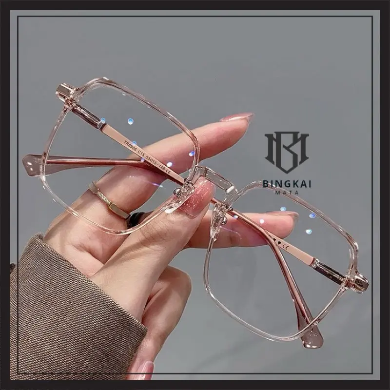 Kacamata Frame Anti Radiasi BM-AR006 Wanita Pria Frame Kacamata Bening Transparant Lensa Square Replaceable