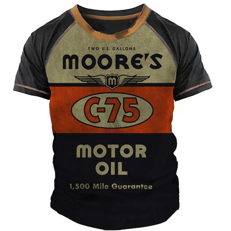 Product Introduction of 2568 Men's Vintage T-Shirt 3d Castrol Short Sleeve Tops Oil Fashion Men's Motorcycle T-Shirt Plus Size T-Shirt 3