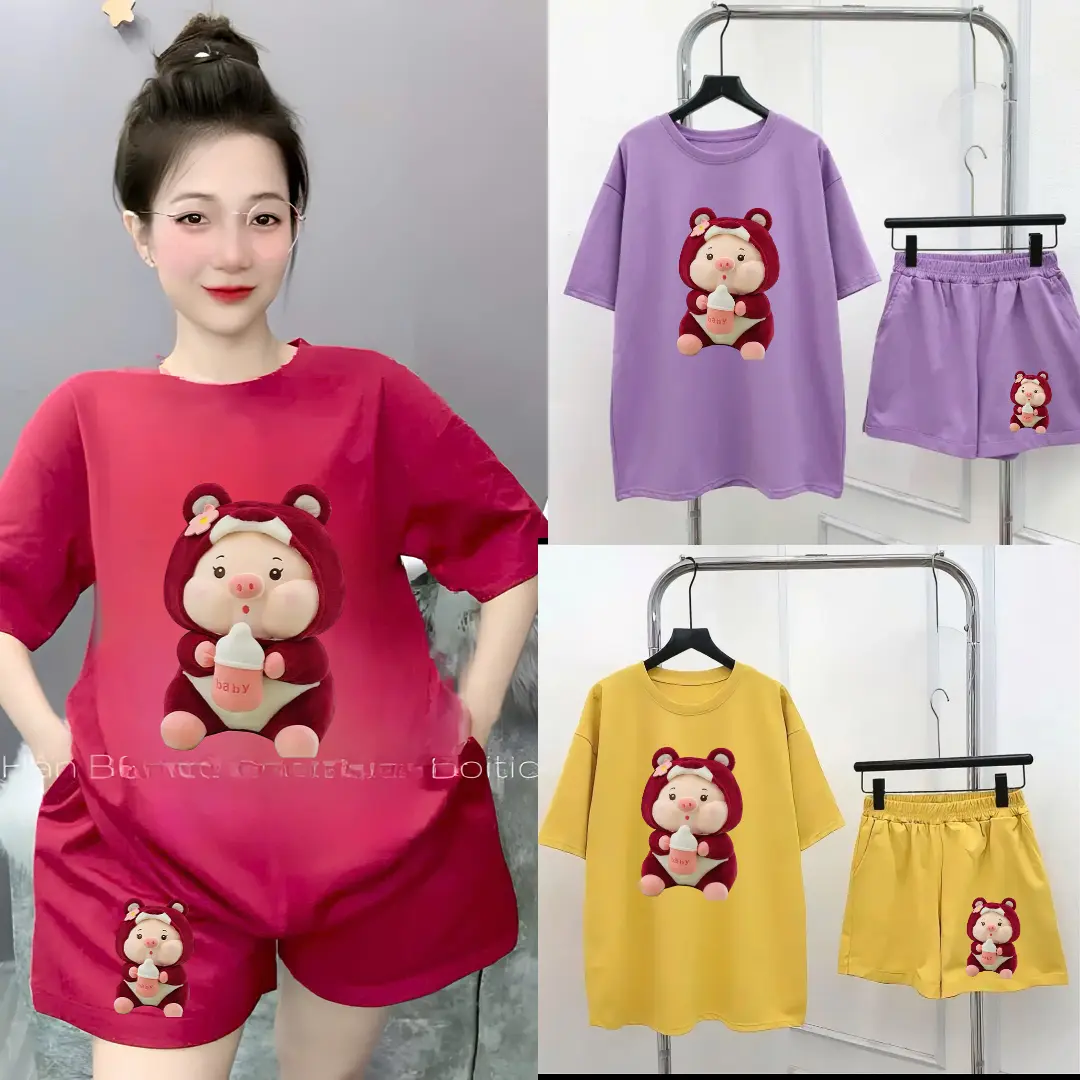 Sét Bộ Đùi Nữ In Hình Heo Mập Chất liệu Cotong Su Co dãn 4 chiều - Women