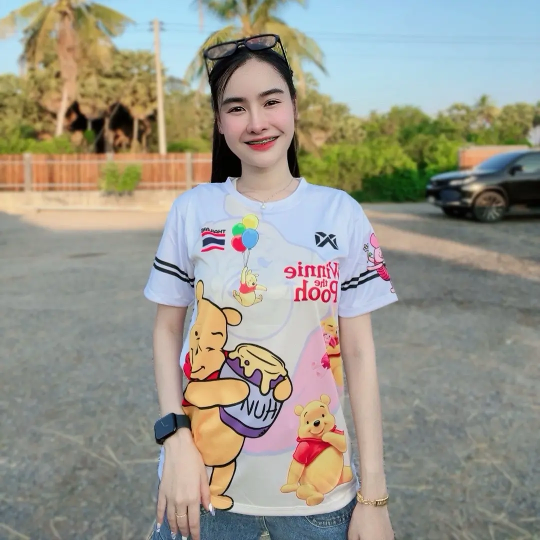 เสื้อยืดคอกลมพิมพ์ลายการ์ตูน unisex มีไซส์ S, M, L, XL-5XL สำหรับผู้ชายและผู้หญิง ไม่รวมกางเกง Clothing Women