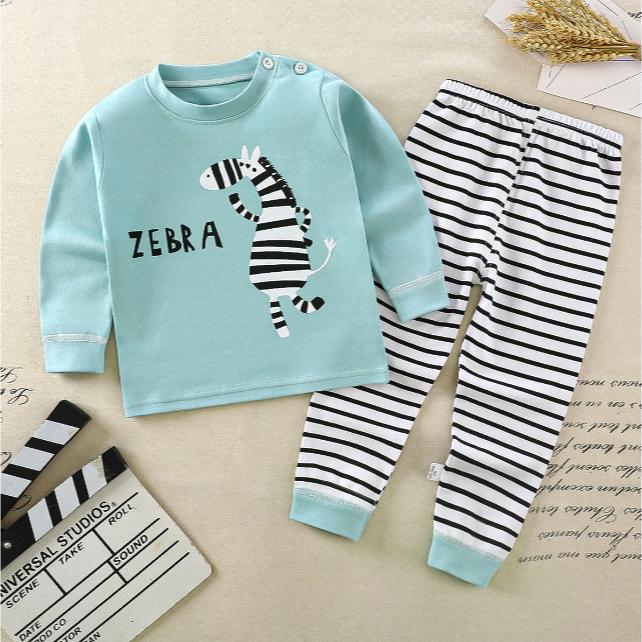 2PCS Cotton Boys Cheap Sleepwear Suit Girls Pajamas Long Sleeve Blouse Tops + Pants Children Clothing Autumn Baby Kids Pajamas Sets Fits 0 1 2 3 4 5 Years Olds 1