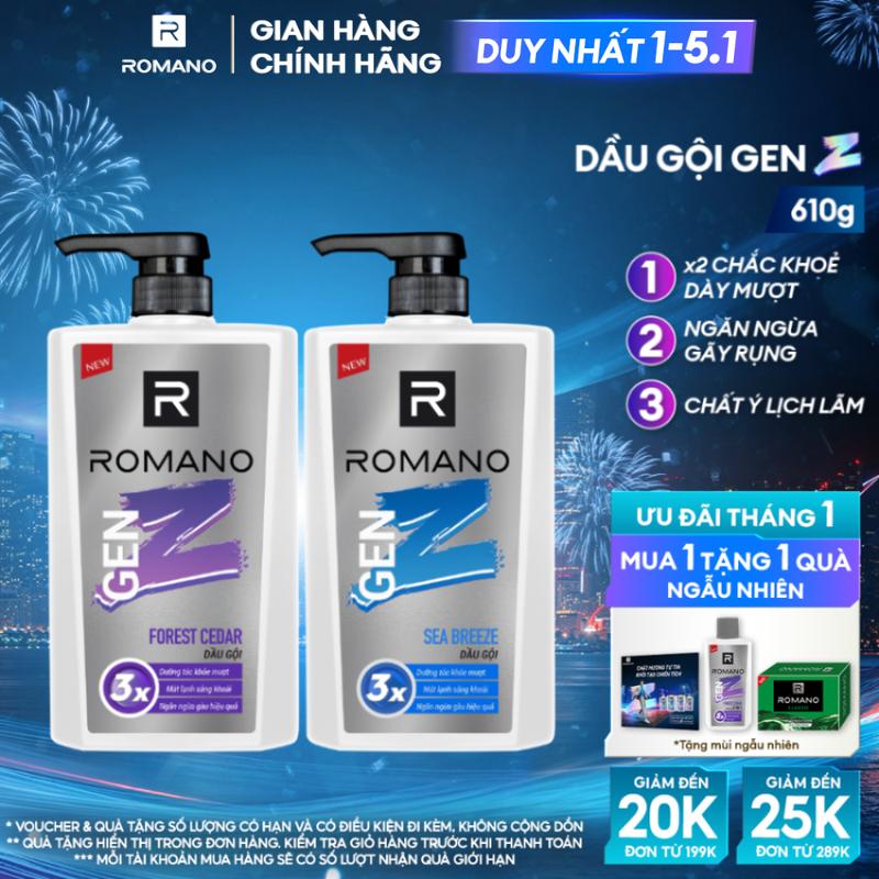 DUY NHẤT 1-5.1 Dầu gội Dưỡng Tóc cho nam Romano Gen Z Hương Sea Breeze Forest Cedar 610g chai