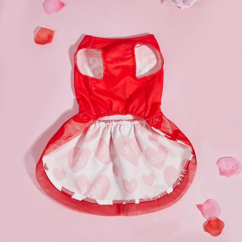 Heart Print Pet Dress, Cute Pet Clothes for Small Dogs, Pet Costume, Dog & Cat Clothing, Dog & Cat Dresses, Pet Supplies 3