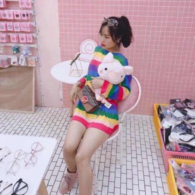 Gaeul store- Áo len mông tơ ghi cầu vồng (mỏng) Nữ Top 2
