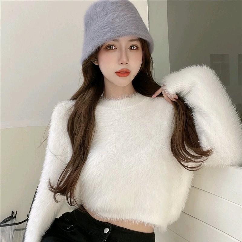 áo len nữ lông croptop dáng ngắn cá tính long