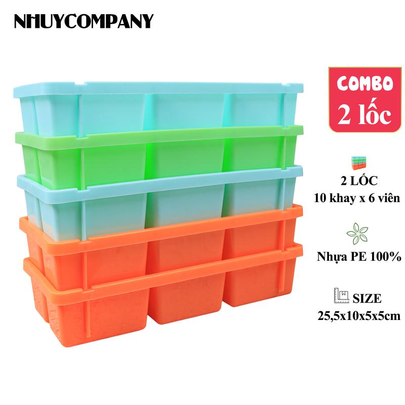 Combo 10 khay làm đá 6 viên lớn / 14 viên nhỏ. Nhựa PE 100% chính phẩm, nhựa dẻo, dễ lấy đá, an toàn cho sức khỏe, chịu nhiệt tốt (màu ngẫu nhiên) | Như Ý Company