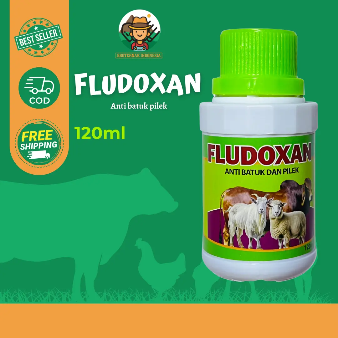 Fludoxan 120 ml - Untuk Batuk Pilek Flu Kambing Sapi - Solusi  Batuk Fludoxan - Obat Batuk Hewan Ternak 120 ml ORI