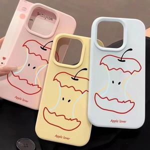 Line Red Apple Core XY Compatible with Apple 16 Pro/15 Soft Gel 14 Pro/13 Cute 12 Pro/11 New 12