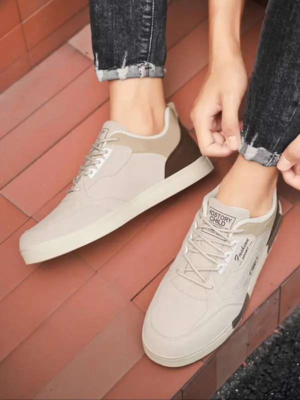 Men's Fashionable Lace Up Low Top Sneakers, Casual Comfortable Breathable Sports Shoes, Male All-match Round Toe Skate Shoes for Daily Wear 7