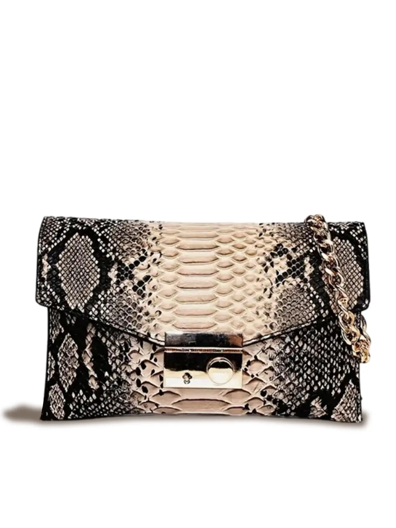 Women's Fashionable Snakeskin Print Envelope Clutch Bag, Casual Versatile Shoulder Bag with Chain Strap, Trendy All-match Shoulder Bag for Daily Use
