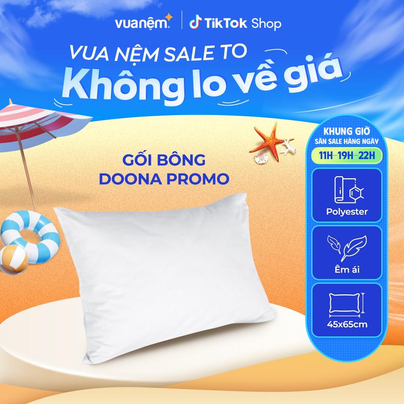 Ruột gối ngủ Doona Promo 45*65cm 700gr bông xơ Polyester mềm mại nhẹ nhàng êm ái - Dành cho người thích nằm thấp - Hàng chính hãng Vua Nệm