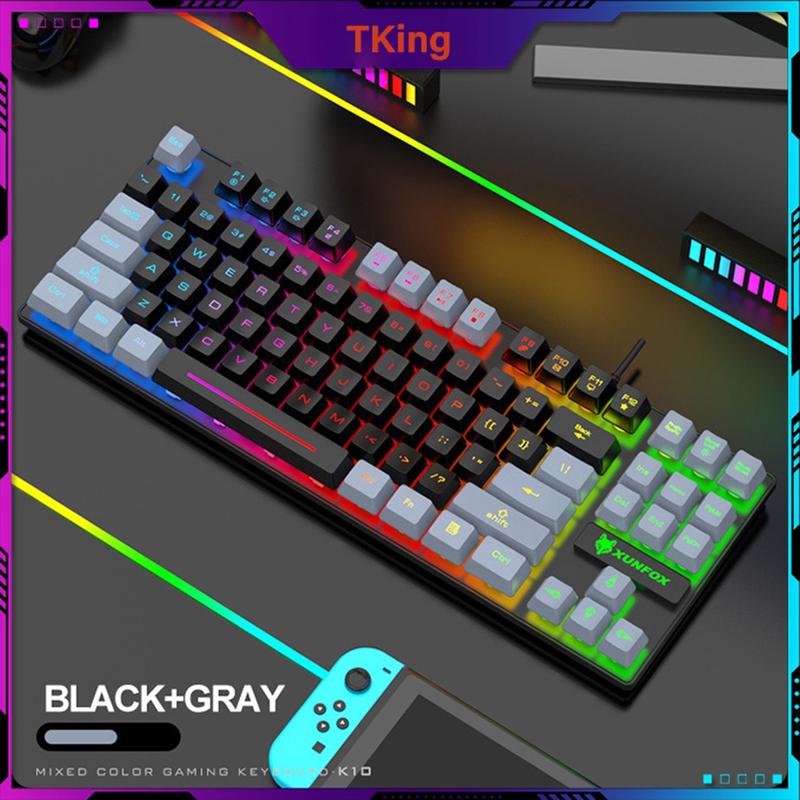 Bàn phím chơi game giả cơ Xunfox K10 87 phím, led Rainbow cho Laptop và PC phiên bản mix color cực cool gaming  gear chuột  gaming ban  phim