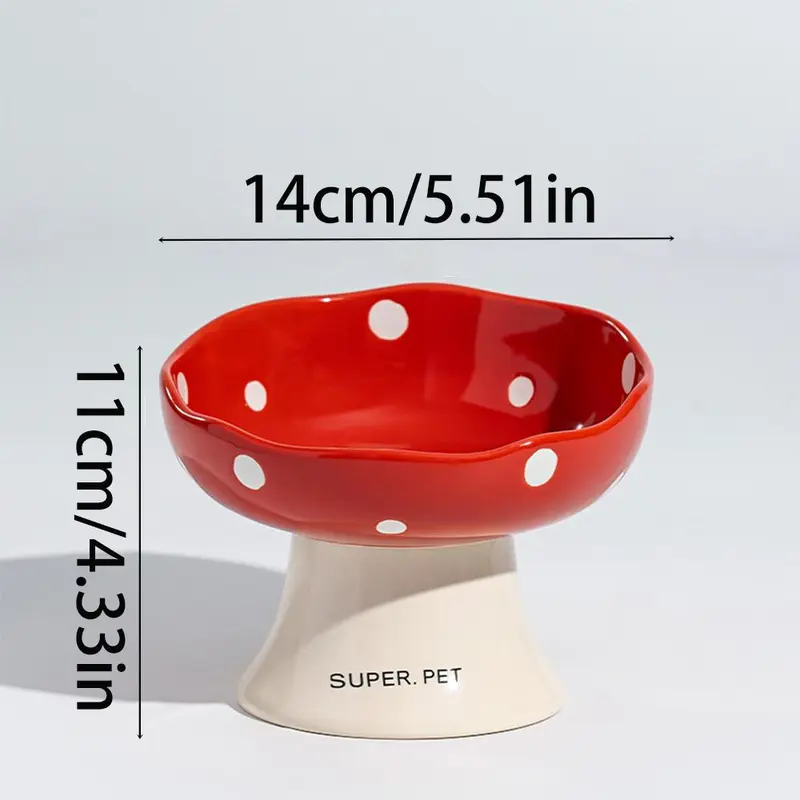 Cute Dot Pattern Cat Bowl, 1 Count Ceramic Cat Food Bowl, Pet Feeding Supplies for Indoor Outdoor Use, Pet Supplies, Feeder 2