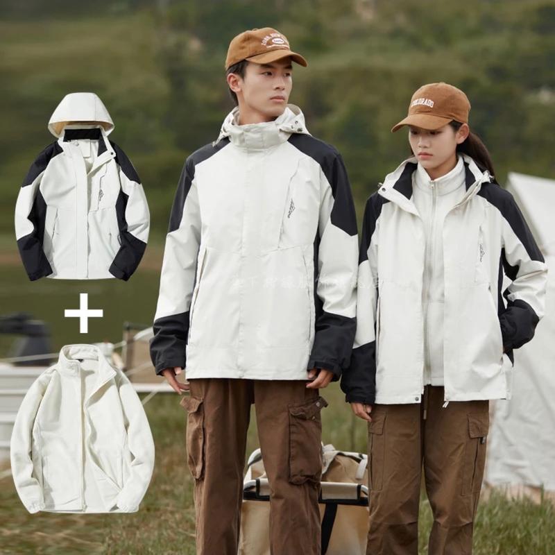 Áo khoác gió 3 lớp hàng quảng châu zahan chống nước chống bụi chống gió giữ ấm tốt Có hoa Nam Menswear Jean