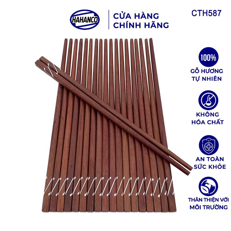 Đũa Gỗ Hương Tự Nhiên Vuông Sét 10 Đôi Khảm Trai Chống Mốc Chống Trơn Trượt - CTH587