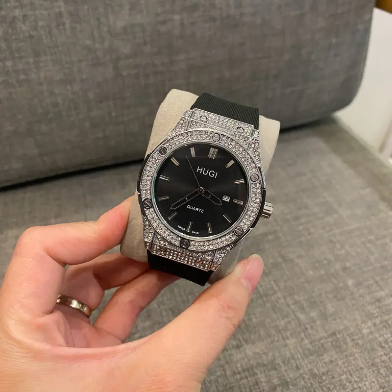 Hugi Đồng hồ Nam nữ hugi 601 luxury đính đá cao cấp sang trọng. Silicon Watch Đồng hồ Đeo Tay thời trang đẹp. Hoa 6