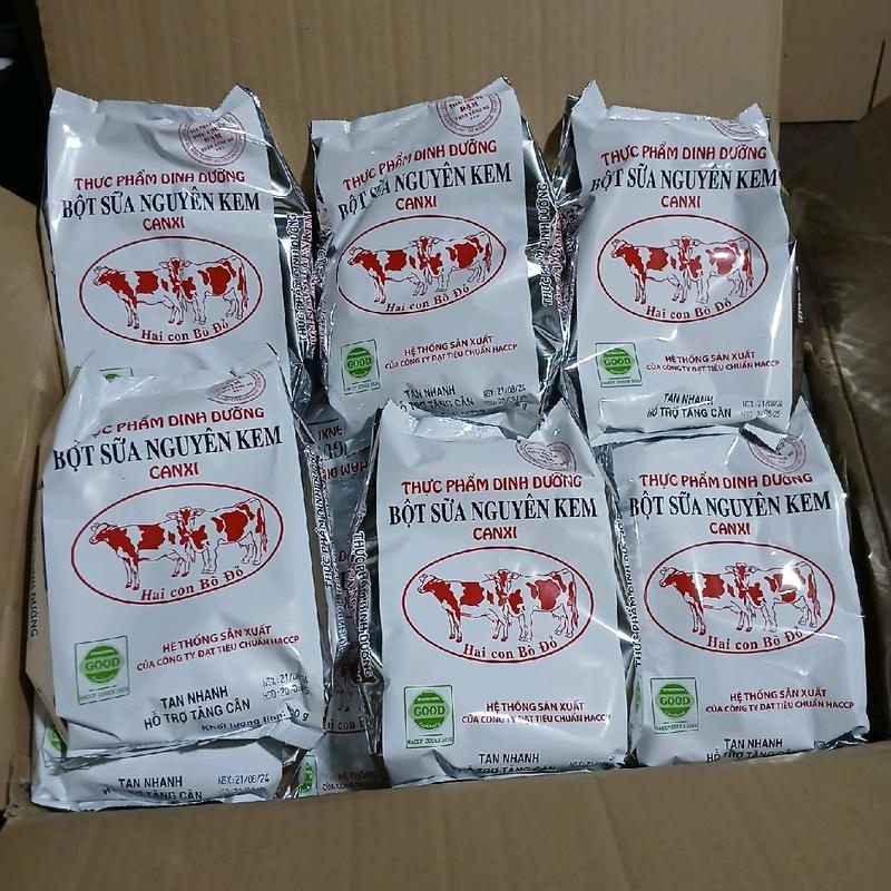 Sét 10 Bịch Sữa Bột Nguyên Kem Canxi 2 Con Bò Đỏ 5