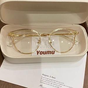 0-300 Graded Eyeglasses For Women Anti-blue Light Replaceable Lens Round Frame Nearsighted Glasses