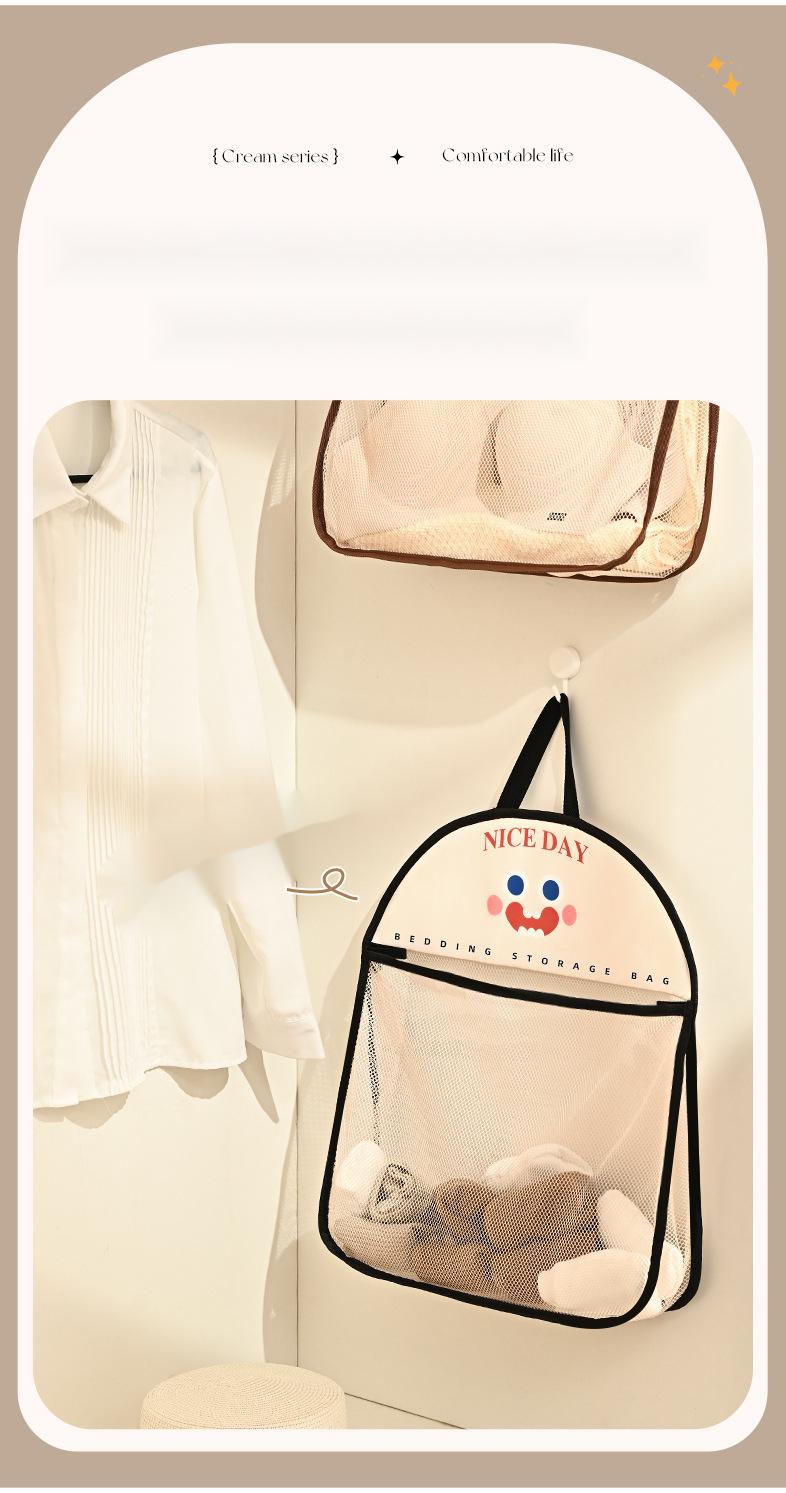 Product Introduction of Hanging Storage Net for Organizing Clothes and Socks Underwear and Sock Hanging Organizer Closet Storage Bag for Organizing Clothes Wall Mounted Storage for Small Items 4