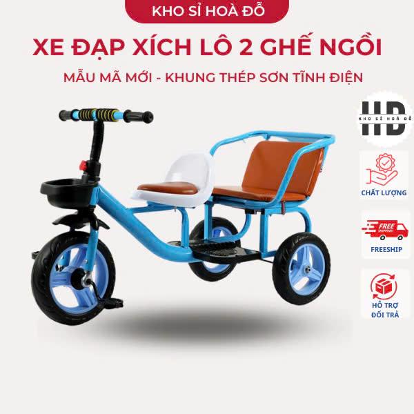Xe đạp ba bánh 2 ghế đệm da cho bé chịu lực dưới 40kg Đồ Chơi Toy