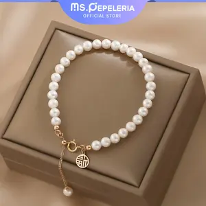 Pearl Copper Pendant Gelan/Korea Retro Untuk Wanita Gelang Kreatif-Ms.Pepeleria