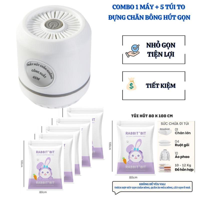 Combo 1 Máy Hút Chân Không  và 6 Túi Nhiều Size đựnġ Cả Quần Áo, Chăn Bông 3