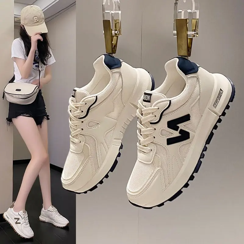 Giày Bề Mặt Lưới, Giày Thường Ngày Thể Thao Cổ Thấp, Thoáng Khí, Dành Cho Nữ, Đế Mềm, Thích Hợp Cho Mùa Lò Xo Và Mùa Thu, Dễ Phối Đồ, Phổ Biến, Giày Tập Luyện Đức, Hàng Mới Về, 2024