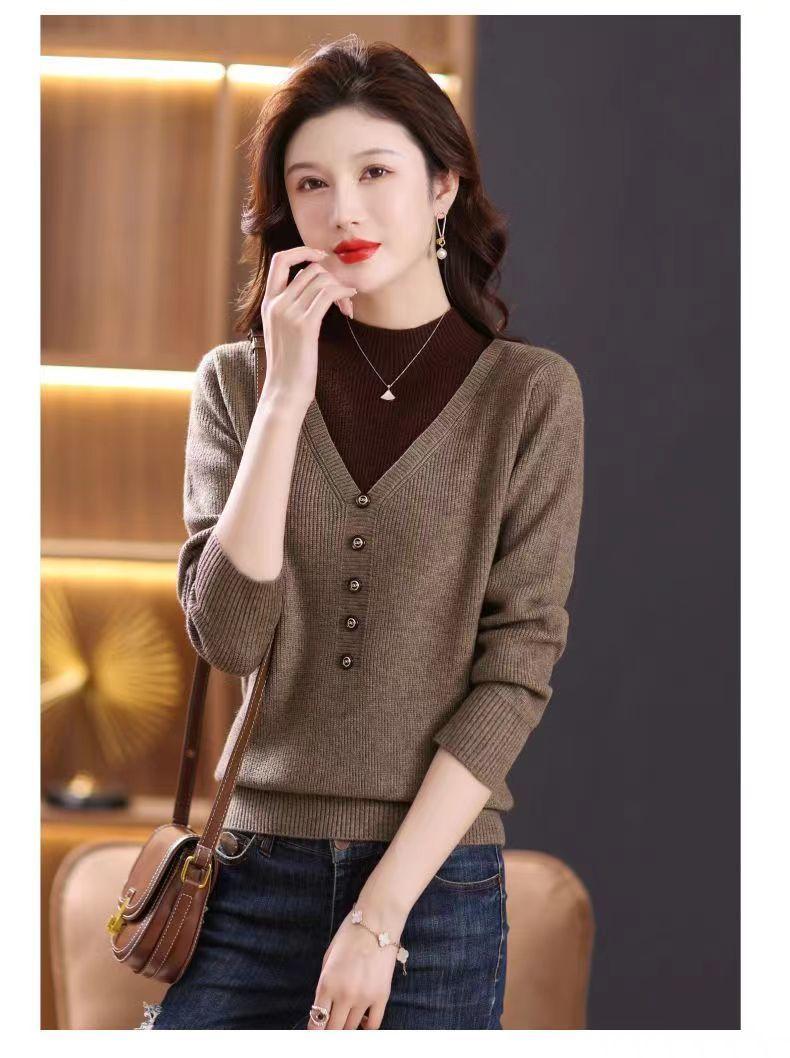 Product Introduction of Áo Len Cổ Lọ Nửa, Hàng Mới Về Mùa Thu Và Mùa Đông, Dành Cho Phụ Nữ, Quần Áo Cho Mẹ, Dáng Rộng Vừa Vặn, Phong Cách Phương Tây, Áo Lớp Nền Bên Trong, Thời Trang Nữ 26