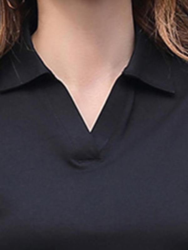 Women's Plain Polo Shirt, Casual Short Sleeve Collared Top for Summer, Ladies Clothes for Daily Wear 2