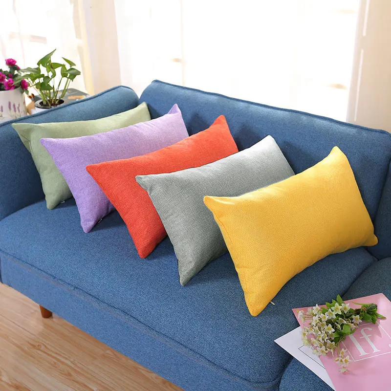 1PC 30x50cm Imitation Linen Pillowcase Rectangle Car Bed Sofa Cushion Cover Protector Solid Color Pillow Case Home Decoration