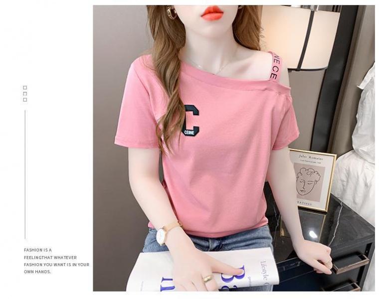 Product Introduction of Áo Phông Cotton Ngắn Tay, Nữ Và Cô Gái Nóng Bỏng, Trang Phục Mùa Hè, Phong Cách Hồng Kông, Ins, Dễ Thương Và Gợi Cảm, Sling, Trễ Vai, Cổ Áo Rộng Rãi, Áo Trễ Vai, Thời Trang 11