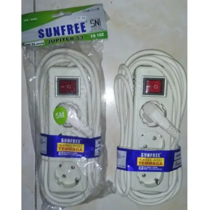Stop Kontak 3 Lubang Kabel 5 Meter Jupiter Sunfree