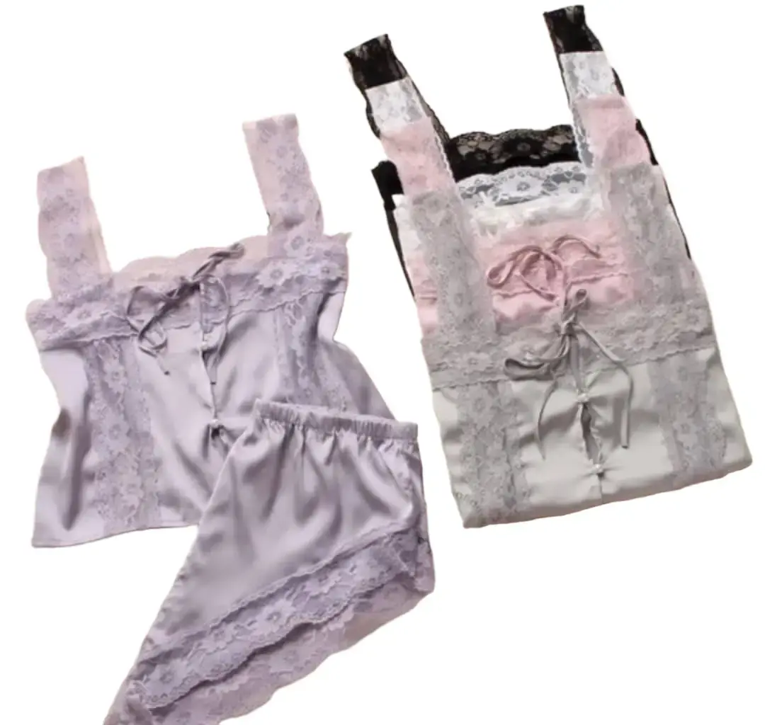 Mã 272 đùi lụa dây mặc nhà cho nữ- Bộ ngủ mặc nhà hàng quảng châu mềm mịn mát Women Áo Tím