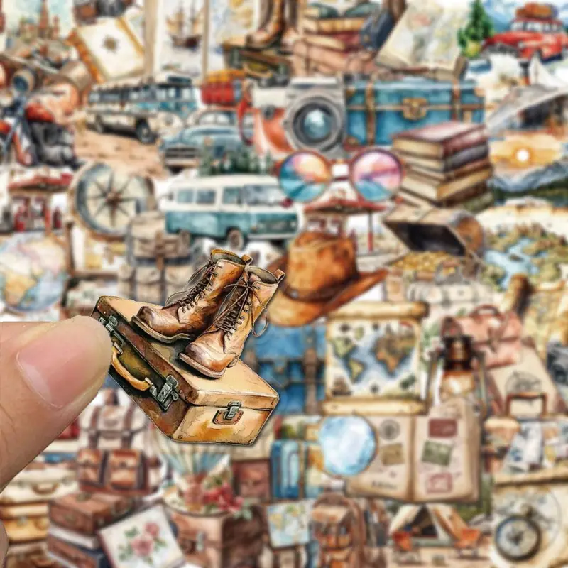 Travel Series Sticker (50pcs), Waterproof Self Adhesive Decor Paper, Decor Sticker for Gift Greeting Card Water Bottle Laptop Phone 2