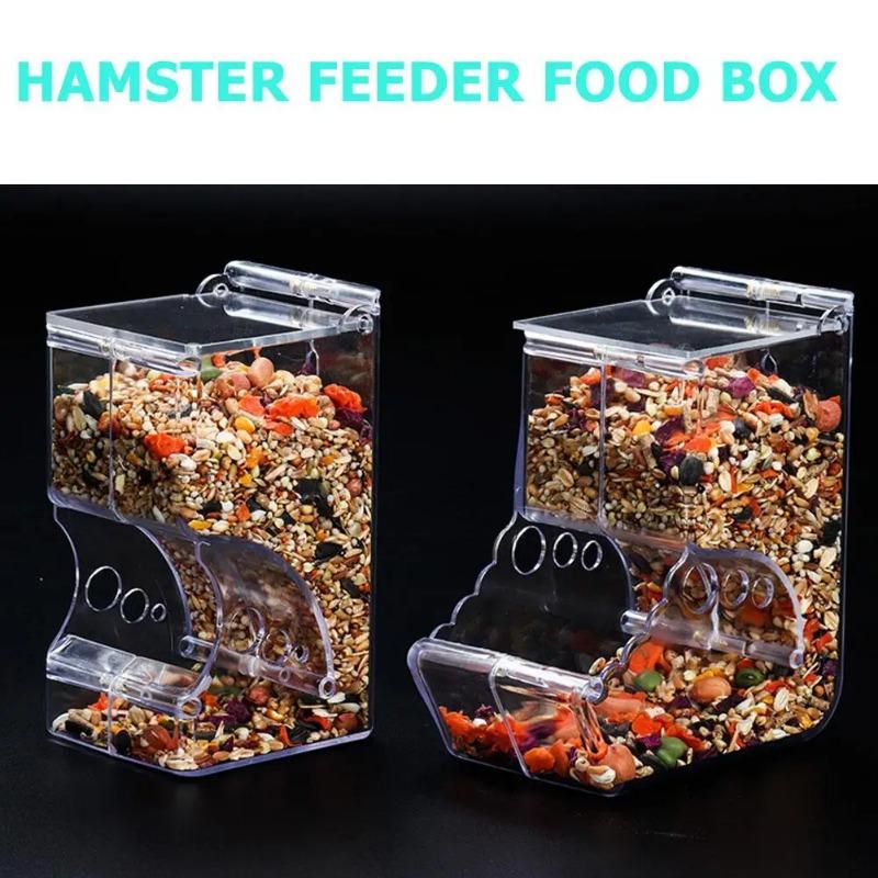 Hamster Rabbit Food Dispenser Feeder Plastic Clear Automatic Pet Feeder For Hamster Guinea Pigs Rabbit Food Bowl Container 5