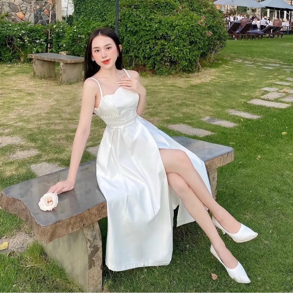 Đầm 2s chiết eo dáng dài 2 màu SL