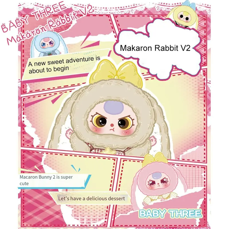 Thỏ Macaroon V2, BABY THREE, Hộp mù, 15 màu và kiểu để thu thập, Lý Tưởng cho quà tặng guong  than mat phat sang 0