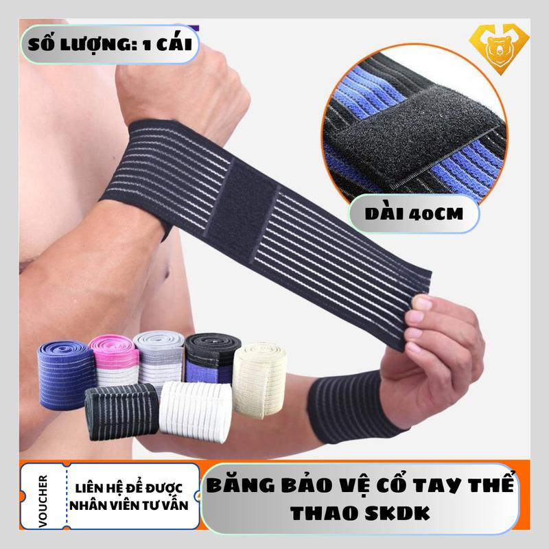 Băng bảo vệ cổ tay y tế tránh chấn thương đen sọc- Băng cổ tay hổ trợ chơi thể thao SKDK